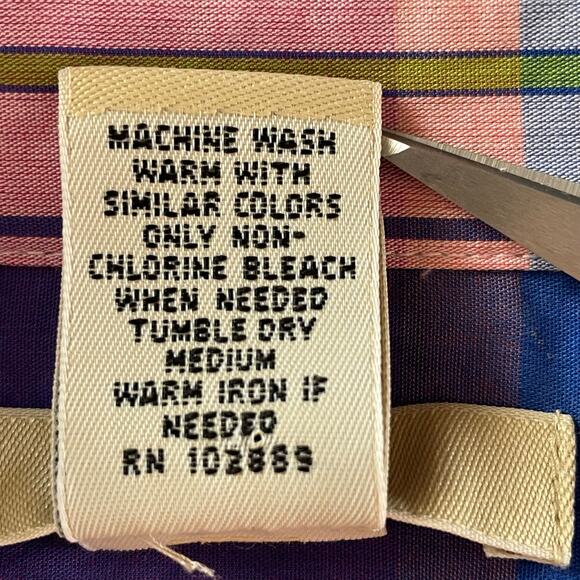 Bechamel Pink Blue Plaid Button Down Shirt Womens LG Cotton Casual Spring Work - Picture 6 of 6